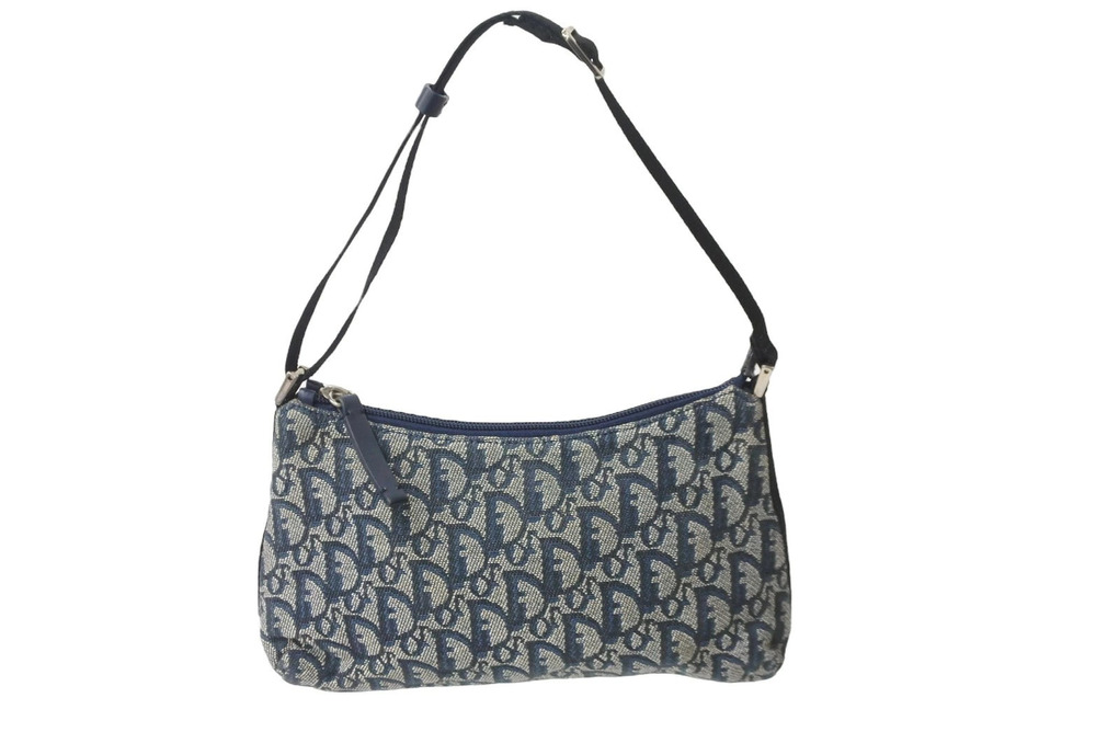 Christian Dior Handbag Hobo Trotter accessory Pouch Clutch Navy Blue